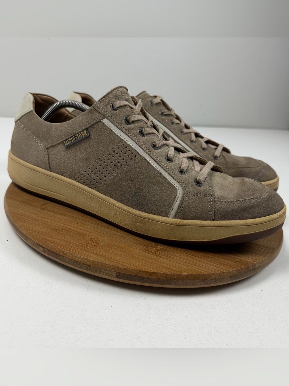 Mephisto Taupe Suede Casual Lace-Up Sneakers